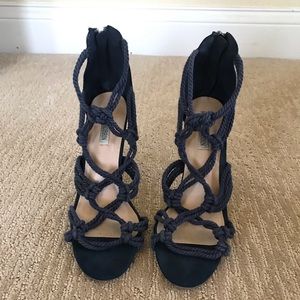 Cape Robbin Navy Blue Strappy Rope Sandals Sz 7